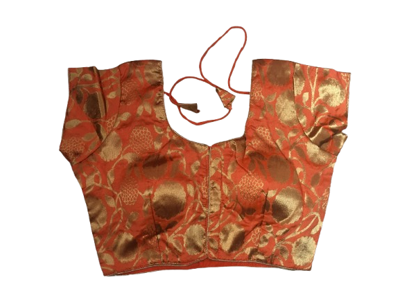 Raw Silk Orange Designer Blouse 69